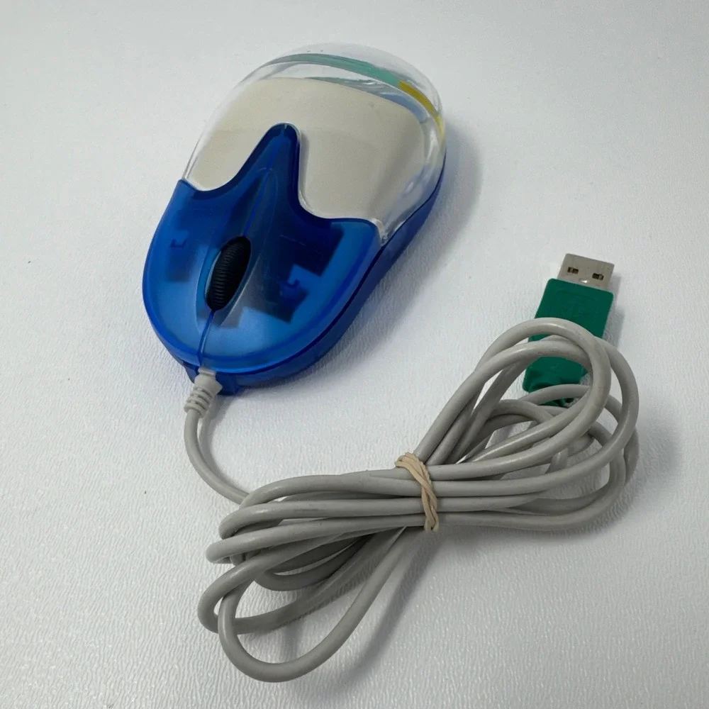 Vintage Aqua Mouse Y2K Blue Liquid Floating Rubber Duck USB Wired Optical Mouse